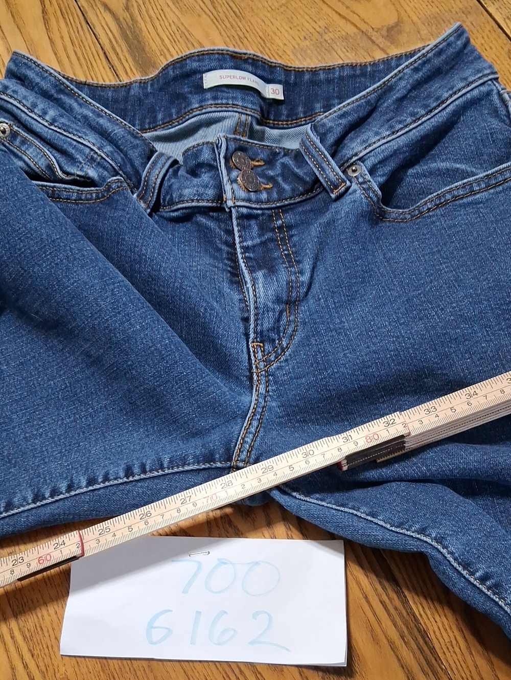 LEVI'S STRAUSS Jeans Womens 30 BLUE SUPERLOW FLARE BOOT CUT BOOTCUT Used KICK - Picture 3 of 6